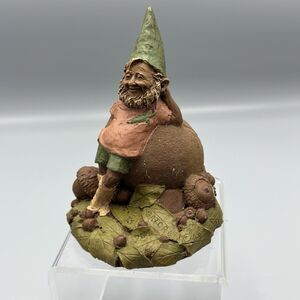 1989 Thomas Clark Sculpture Figurine Gator Leaning on a Tennis Ball Signed Gnome